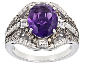 Pre-Owned Purple Amethyst Rhodium Over Silver Ring 2.66ctw