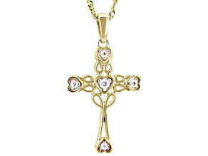Pre-Owned Moissanite 14k Yellow Gold Over Sterling Silver Cross Pendant .18ctw DEW.