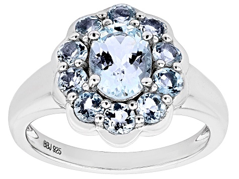 Pre-Owned Aquamarine Rhodium Over Sterling Silver Ring 1.80ctw