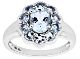 Pre-Owned Aquamarine Rhodium Over Sterling Silver Ring 1.80ctw