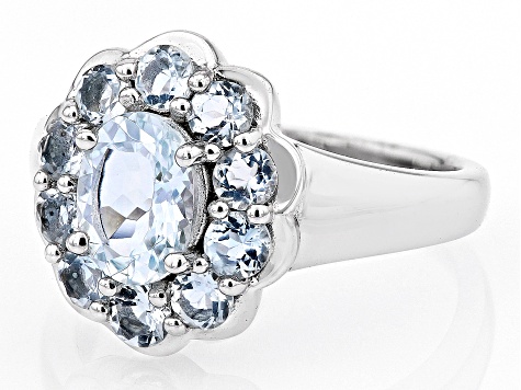 Pre-Owned Aquamarine Rhodium Over Sterling Silver Ring 1.80ctw