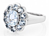 Pre-Owned Aquamarine Rhodium Over Sterling Silver Ring 1.80ctw