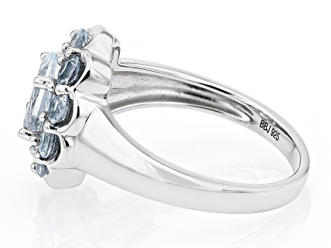 Pre-Owned Aquamarine Rhodium Over Sterling Silver Ring 1.80ctw