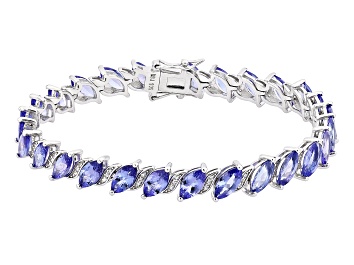 Picture of Pre-Owned Blue Tanzanite Rhodium Over Sterling Silver Tennis Bracelet 14.19ctw