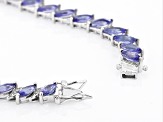 Pre-Owned Blue Tanzanite Rhodium Over Sterling Silver Tennis Bracelet 14.19ctw