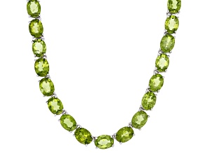 Pre-Owned Green Peridot Rhodium Over Sterling Silver Necklace 38.40ctw