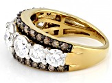 Pre-Owned Moissanite And Champagne Diamond 14k Yellow Gold Over Silver Ring 3.56ctw DEW