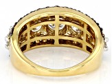 Pre-Owned Moissanite And Champagne Diamond 14k Yellow Gold Over Silver Ring 3.56ctw DEW