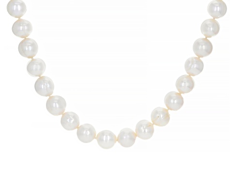 Pre-Owned White Cultured Freshwater Pearl Rhodium Over Sterling Silver 36 Inch Strand Necklace