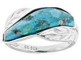 Pre-Owned Blue Turquoise Rhodium Over Sterling Silver Band Ring
