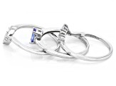 Pre-Owned Blue Tanzanite Rhodium Over Sterling Silver Ring Set 0.92ctw