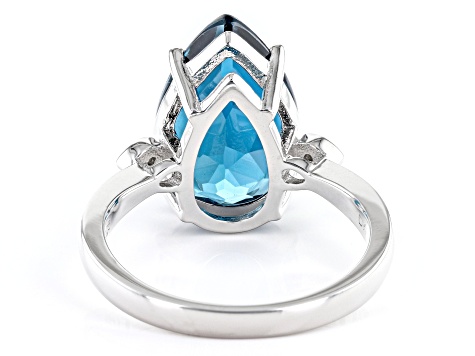 Pre-Owned London Blue Topaz Rhodium Over Sterling Silver Ring 5.69ctw
