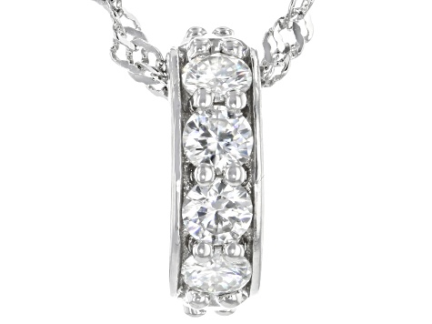 Pre-Owned Moissanite Platineve Circle Pendant 1.10ctw DEW.