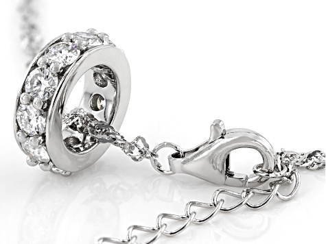 Pre-Owned Moissanite Platineve Circle Pendant 1.10ctw DEW.