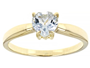 Pre-Owned Heart Shape Aquamarine 10k Yellow Gold Ring 0.52ctw