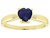 Pre-Owned Blue Heart Shape Sapphire 10k Yellow Gold Ring 0.75ctw