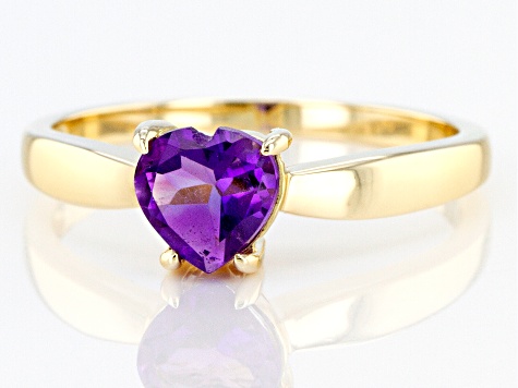 Pre-Owned Purple Amethyst 10k Yellow Gold Solitaire Ring .55ct