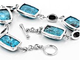 Pre-Owned Blue Turquoise Sterling Silver Toggle Bracelet 1.50ctw