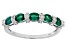 Pre-Owned Green Lab Created Emerald Rhodium Over Silver Band Ring 0.75ctw