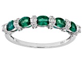 Pre-Owned Green Lab Created Emerald Rhodium Over Silver Band Ring 0.75ctw