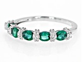 Pre-Owned Green Lab Created Emerald Rhodium Over Silver Band Ring 0.75ctw