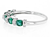 Pre-Owned Green Lab Created Emerald Rhodium Over Silver Band Ring 0.75ctw