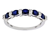 Pre-Owned Blue Lab Created Sapphire Rhodium Over Silver Band Ring 0.92ctw