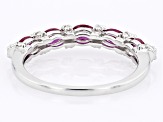 Pre-Owned Red Lab Created Ruby with Lab White Sapphire Rhodium Over Silver Band Ring 0.92ctw