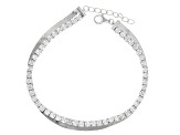 Pre-Owned White Cubic Zirconia Platinum Over Sterling Silver Multi-Row Bracelet 5.10ctw
