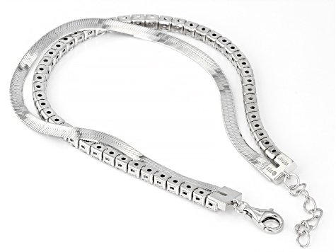 Pre-Owned White Cubic Zirconia Platinum Over Sterling Silver Multi-Row Bracelet 5.10ctw