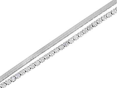 Pre-Owned White Cubic Zirconia Platinum Over Sterling Silver Multi-Row Bracelet 5.10ctw
