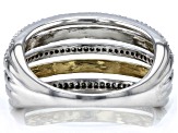 Pre-Owned White Diamond Platinum & 14k Yellow Gold Over Sterling Silver Multi-Row Ring 0.25ctw