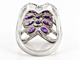 Pre-Owned Purple Amethyst Rhodium Over Sterling Silver Ring 6.34ctw