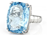 Pre-Owned Sky Blue Glacier Topaz Rhodium Over Sterling Silver Ring 22.00ct