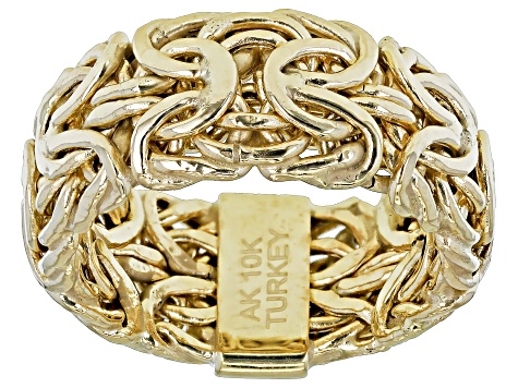 Pre-Owned 10K Yellow Gold Mirrored Byzantine Ring