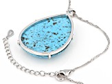 Pre-Owned Blue Turquoise Rhodium Over Sterling Silver Pendant