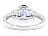 Pre-Owned Blue Tanzanite Rhodium Over Sterling Silver Ring 0.88ctw