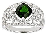 Pre-Owned Green Chrome Diopside Rhodium Over Sterling Silver Ring 1.85ctw