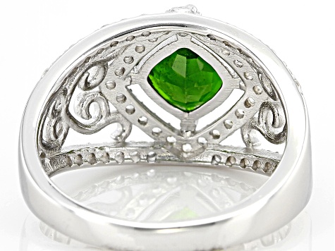 Pre-Owned Green Chrome Diopside Rhodium Over Sterling Silver Ring 1.85ctw