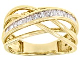 Pre-Owned White Diamond 10K Yellow Gold Crossover Ring 0.25ctw