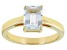 Pre-Owned Blue Aquamarine 18k Yellow Gold Over Sterling Silver March Birthstone Ring 1.19ct