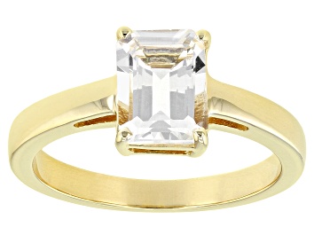 Picture of Pre-Owned White Topaz 18k Yellow Gold Over Sterling Silver April Birthstone Ring 1.70ct