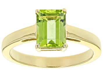 Picture of Pre-Owned Green Peridot 18k Yellow Gold Over Sterling Silver August Birthstone Ring 1.36ct