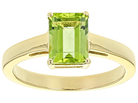 Pre-Owned Green Peridot 18k Yellow Gold Over Sterling Silver August Birthstone Ring 1.36ct