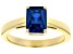 Pre-Owned Blue Lab Created Sapphire 18k Yellow Gold Over Sterling Silver September Birthstone Ring 1
