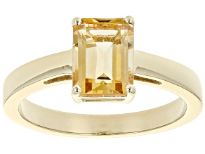 Pre-Owned Yellow Brazilian Citrine 18k Yellow Gold Over Silver November Birthstone Ring 1.28ct