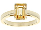 Pre-Owned Yellow Brazilian Citrine 18k Yellow Gold Over Silver November Birthstone Ring 1.28ct