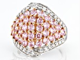 Pre-Owned Pink And White Cubic Zirconia Platinum Over Sterling Silver Ring 5.08ctw
