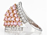 Pre-Owned Pink And White Cubic Zirconia Platinum Over Sterling Silver Ring 5.08ctw