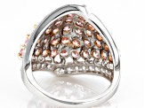 Pre-Owned Pink And White Cubic Zirconia Platinum Over Sterling Silver Ring 5.08ctw